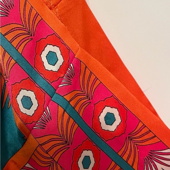 Zara Wide‎ Leg Palazzo Pants Sz Med Bright Floral Print Mod Flower Satin Look - Picture 6 of 14